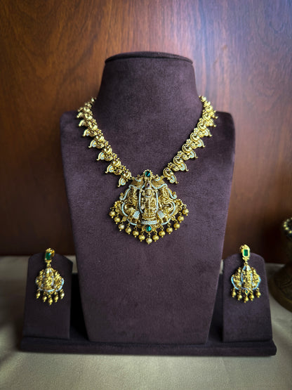 Shri Lakshmi Venkatesha Vaibhava - Micro Gold Plated Necklace Set.