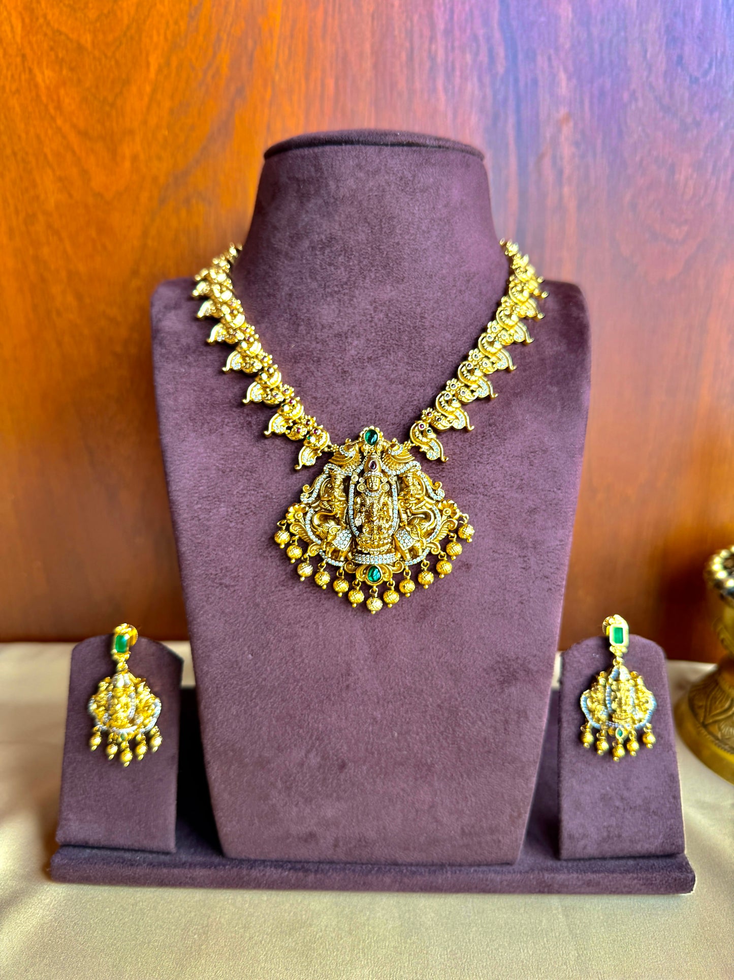 Shri Lakshmi Venkatesha Vaibhava - Micro Gold Plated Necklace Set.