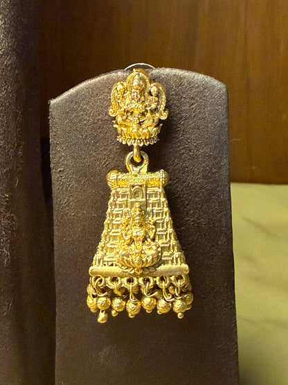 Lakshmi Gopura Kuntala – Microgold plated Temple Jhumkas