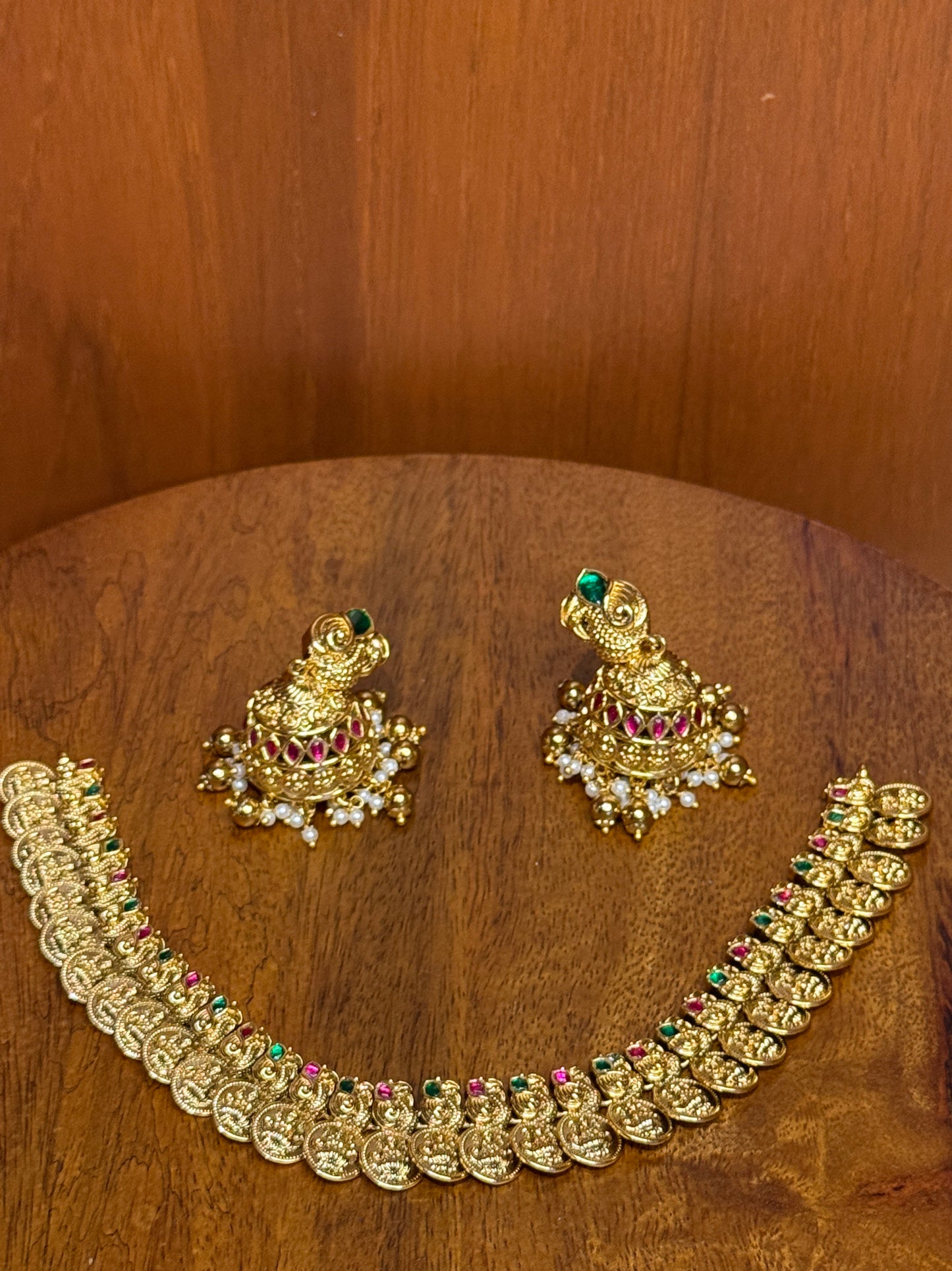 Shri Kashika – Original Jadau Kundan lakshmi Coin Temple Necklace Set.