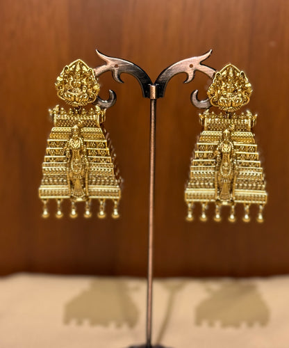Meenakshi Gopura Kuntala – Microgold plated Temple Jhumkas