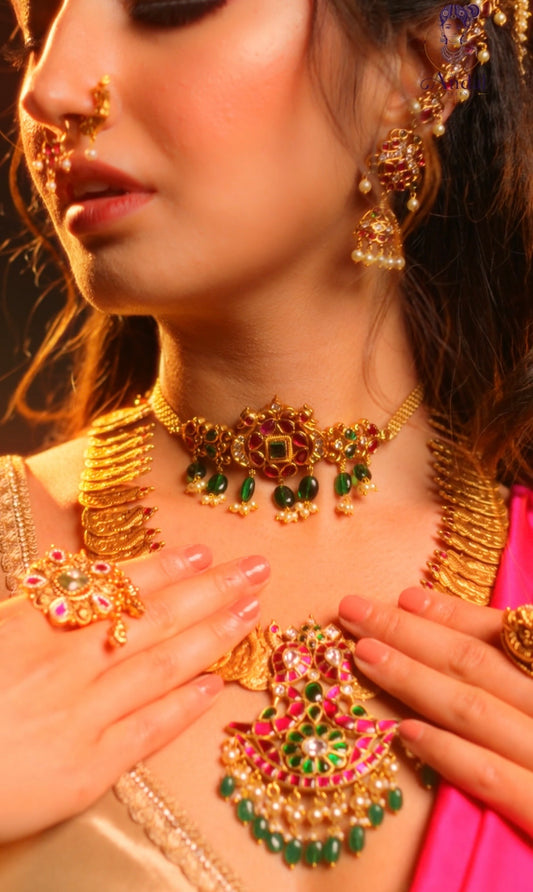 Pushpa Pakshi Kanthi - Jadau Minimalist Choker Set