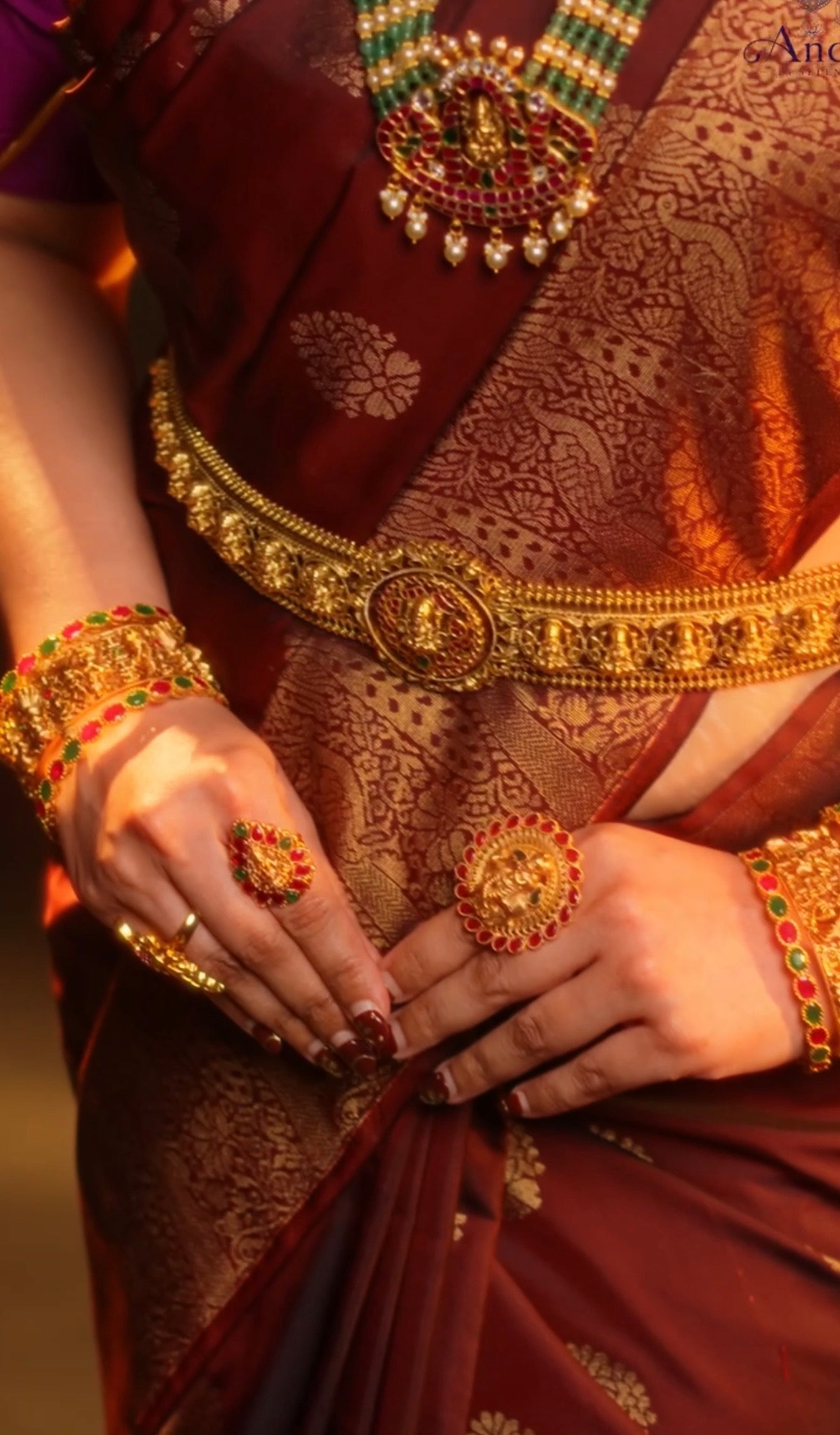 Annalakshmi - Jadau Kundan Reversible Kamarbandh/Waist Belt