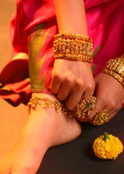 Ratnapada - Original Jadau Kundan Antique Anklets