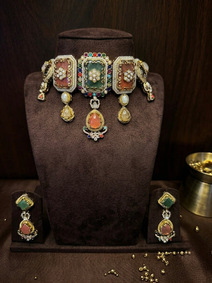 Nazrana – Imperial Navratna Heritage Choker Set.