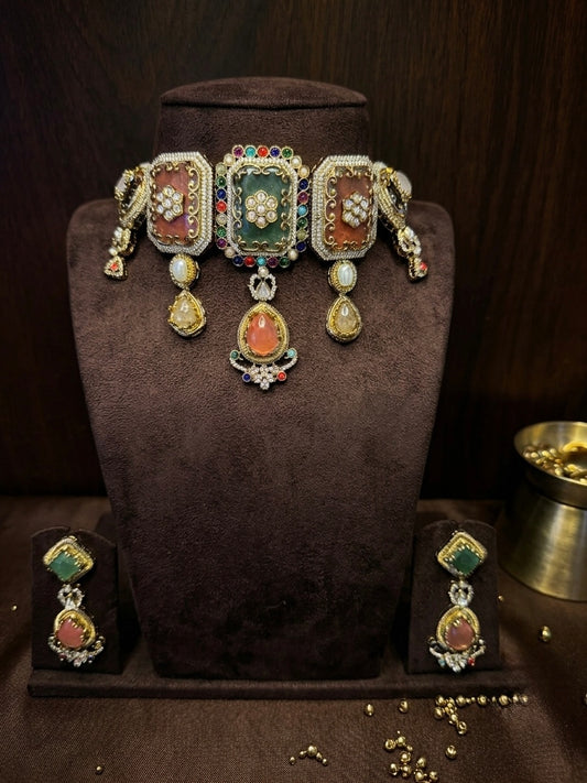 Nazrana – Imperial Navratna Heritage Choker Set.
