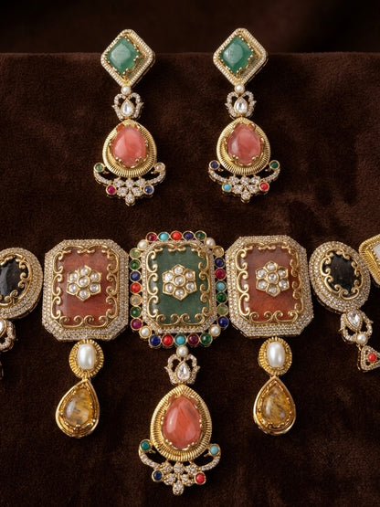 Nazrana – Imperial Navratna Heritage Choker Set.