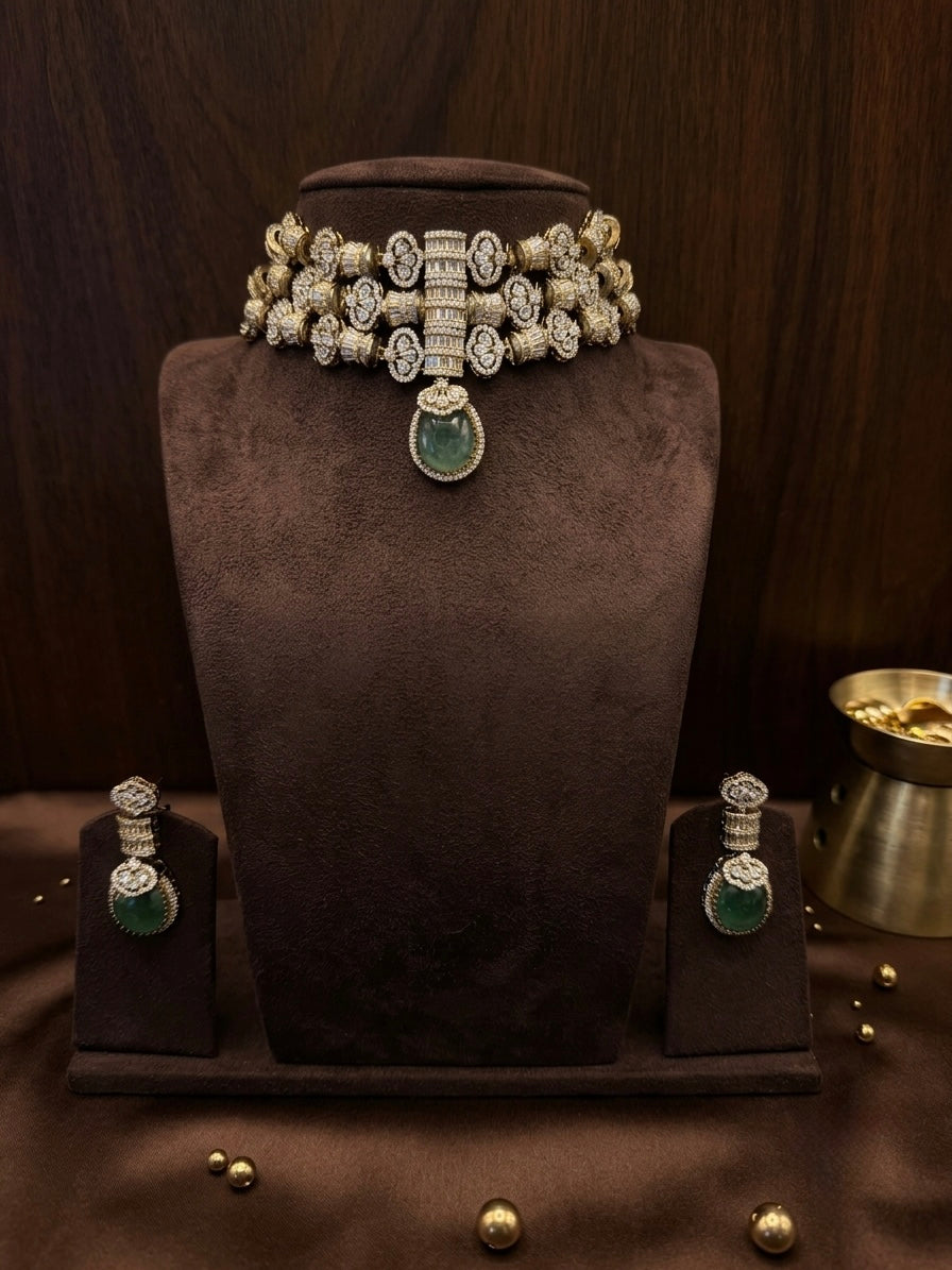 Pannika – Emerald Polki Heritage Necklace Set.