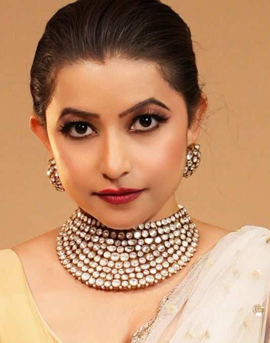 Maharika – Imperial Moissanite Polki Heritage Choker Set.