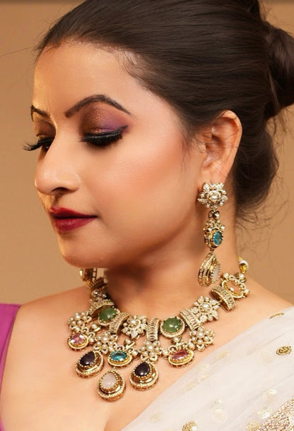 Rajvanshi – Pearl Cabochon Heritage Necklace Set