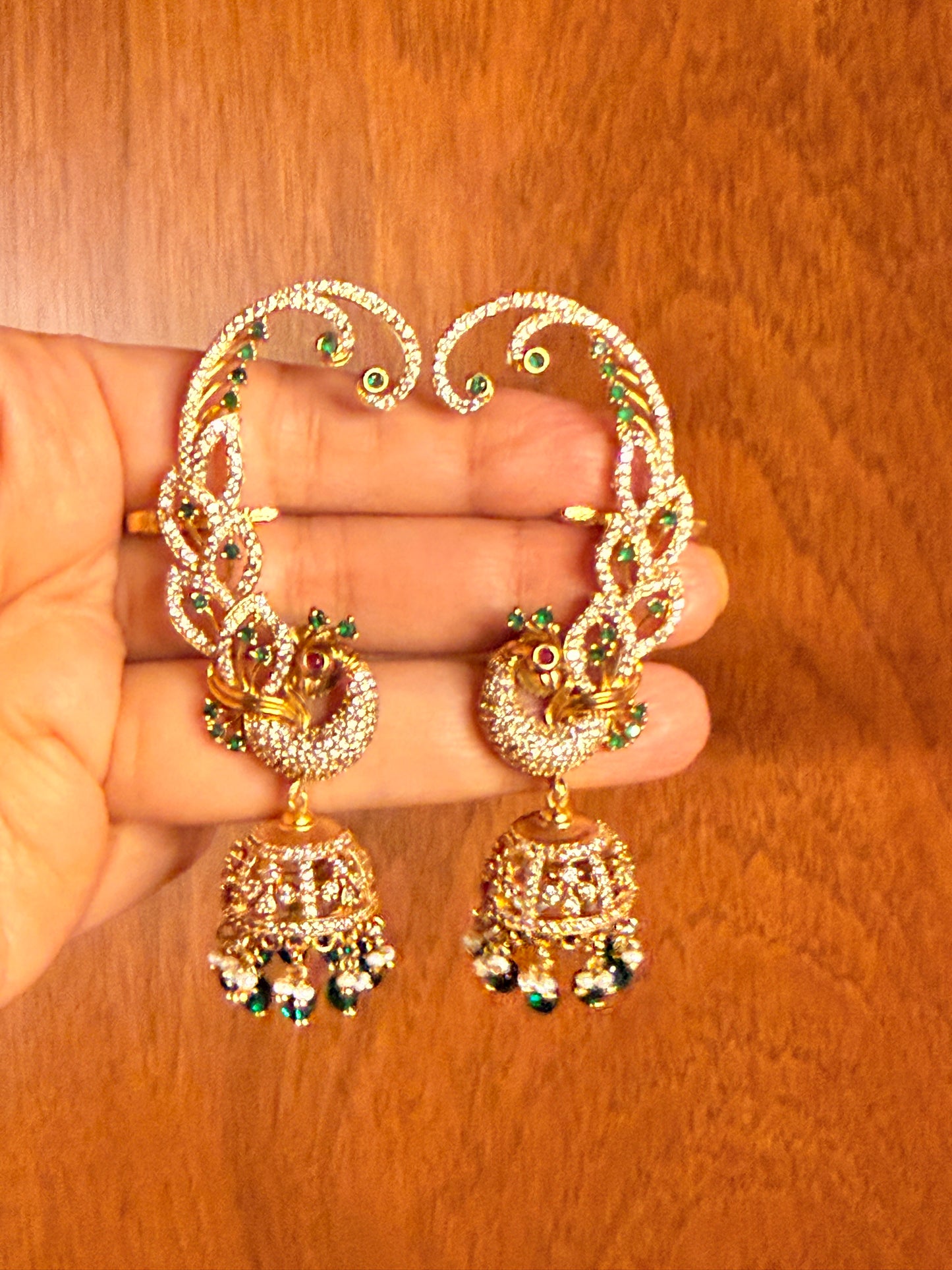 Mayuri Karnika – Emerald Zircon Ear Cuff Jhumka