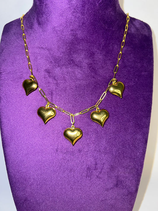 Brass Heart Necklace - 18k Gold Plated