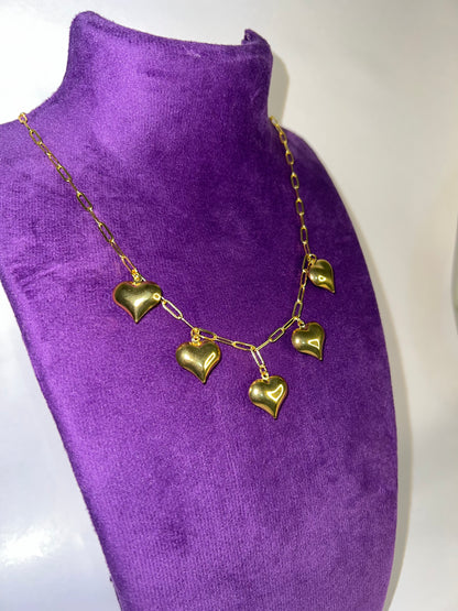 Brass Heart Necklace - 18k Gold Plated
