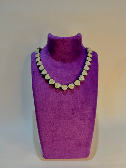 Rhinestone Silver Plated Zircon Love Necklace