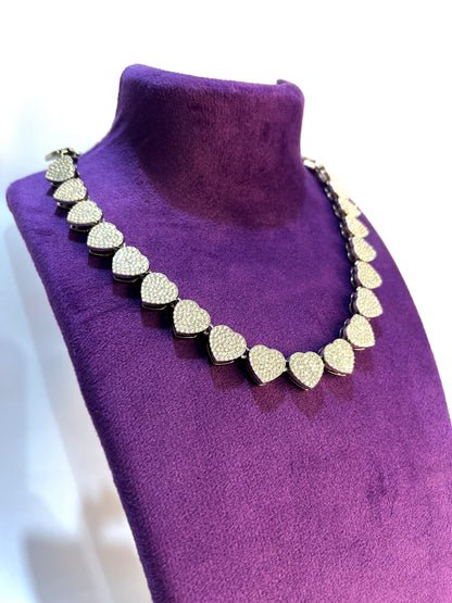 Rhinestone Silver Plated Zircon Love Necklace