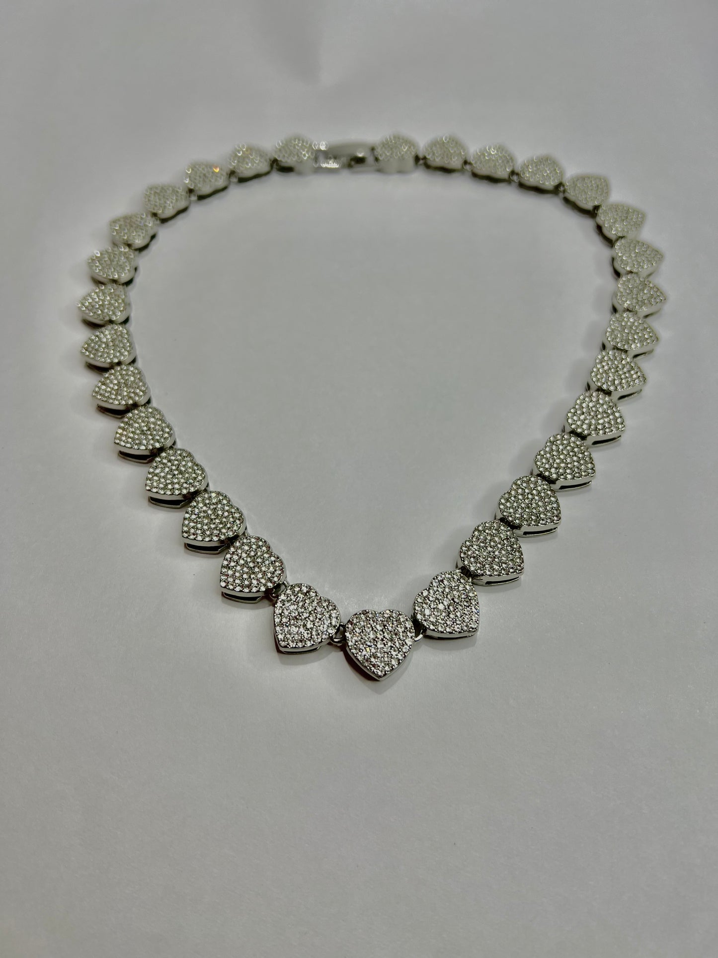 Rhinestone Silver Plated Zircon Love Necklace