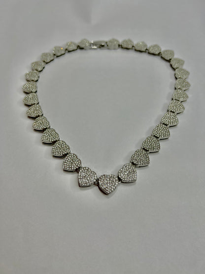 Rhinestone Silver Plated Zircon Love Necklace