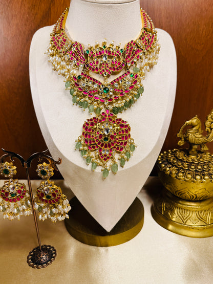 Raja Matha Kantika – Original Jadau Kundan Mid-Length Necklace Set
