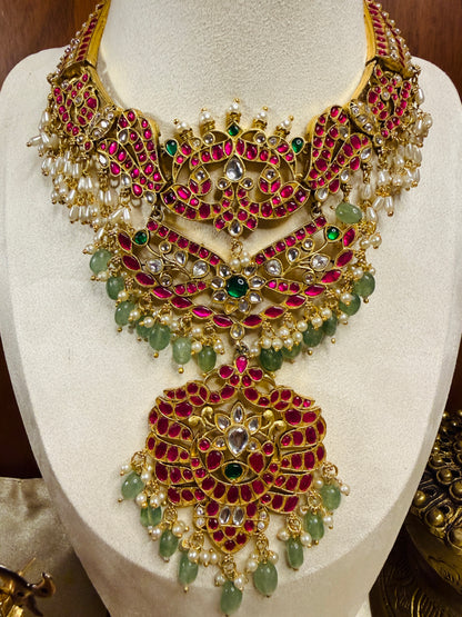 Raja Matha Kantika – Original Jadau Kundan Mid-Length Necklace Set