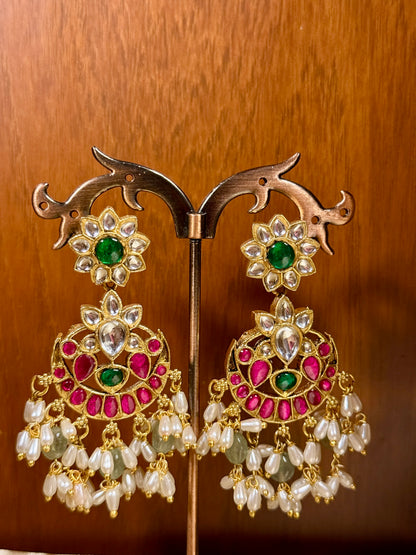 Raja Matha Kantika – Original Jadau Kundan Mid-Length Necklace Set