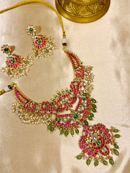 Raja Matha Kantika – Original Jadau Kundan Mid-Length Necklace Set