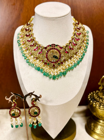 Mayura Vaibhava – Original Jadau Kundan Peacock Necklace Set
