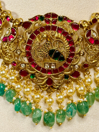 Mayura Vaibhava – Original Jadau Kundan Peacock Necklace Set