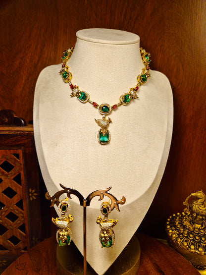 Shukarangi – Multicolour Heritage Parrot Necklace Set.