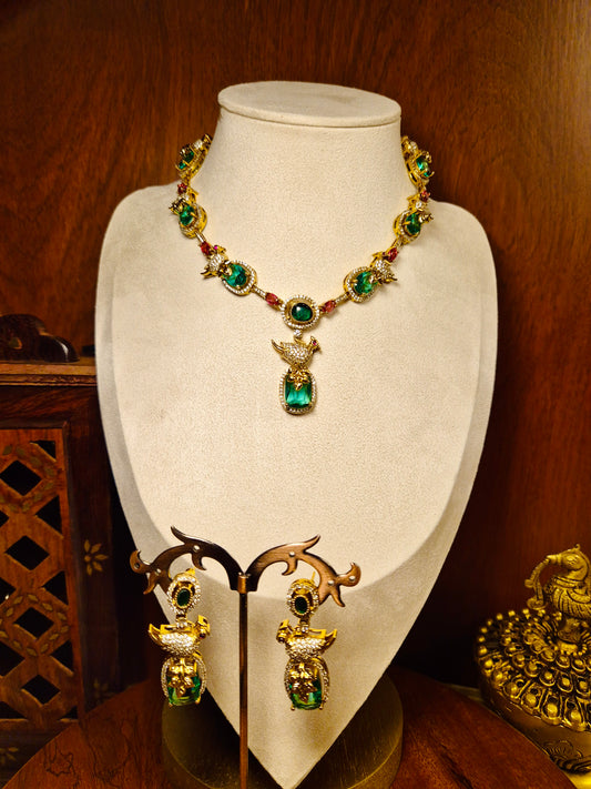 Shukarangi – Multicolour Heritage Parrot Necklace Set.