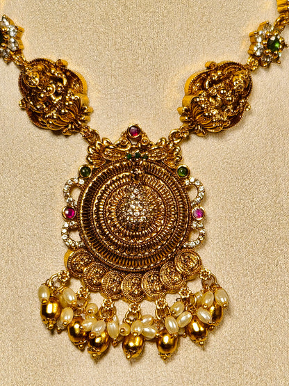 Shri Mayuri White Zircon Necklace set