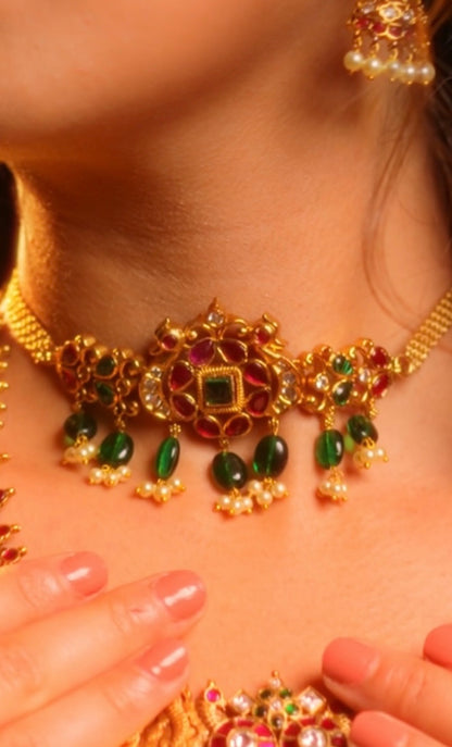 Pushpa Pakshi Kanthi - Jadau Minimalist Choker Set
