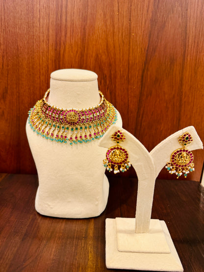 Lakshmi Vilasa Kantika – Premium Kemp & Kundan Choker Set