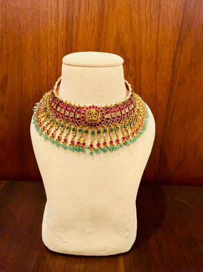 Lakshmi Vilasa Kantika – Premium Kemp & Kundan Choker Set