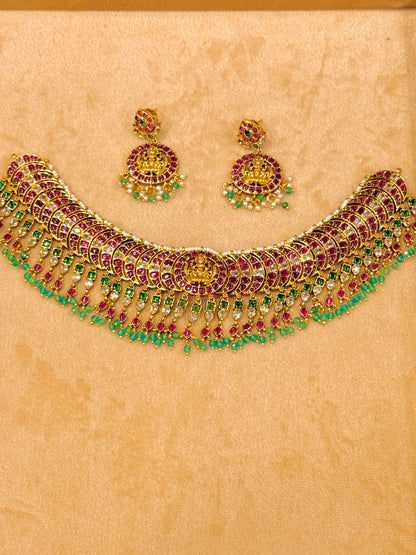 Lakshmi Vilasa Kantika – Premium Kemp & Kundan Choker Set