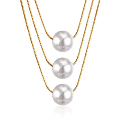Three Layer Pearl Ball Necklace