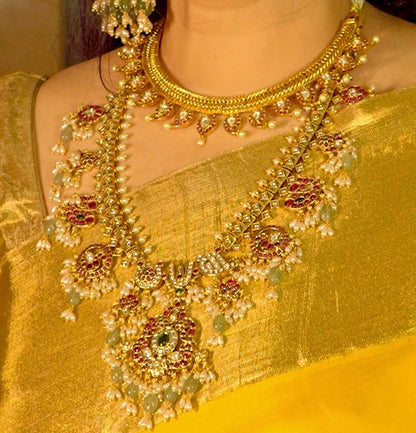 Madhura – Original Jadau Kundan Mango Motif Necklace Set with Jalebi Pattern Chain