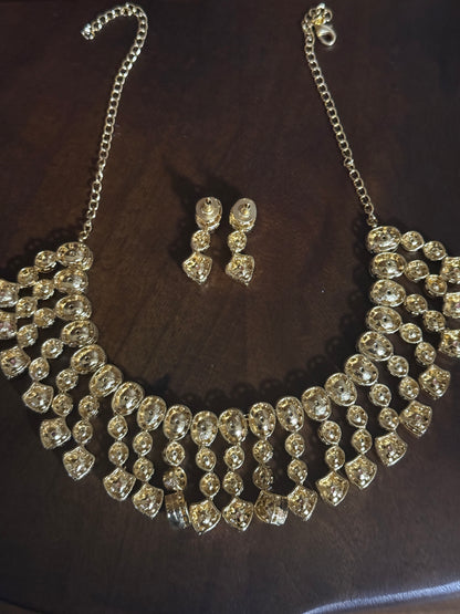 Aarohi – Geometric Statement Indo Western Moissanite Necklace Set.
