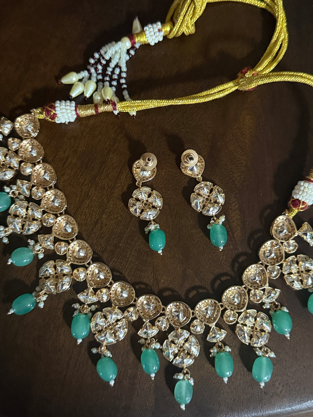 Vanya – Moissanite Emerald Bead Drop Necklace Set