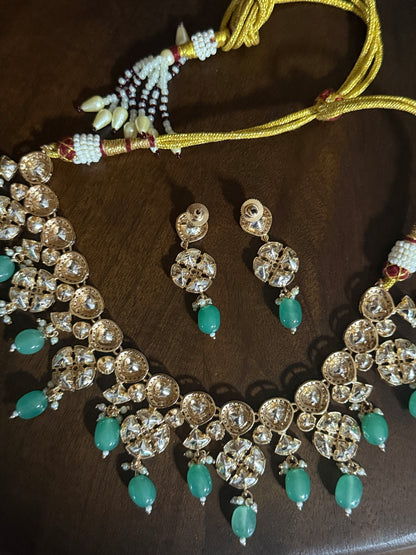 Vanya – Moissanite Emerald Bead Drop Necklace Set