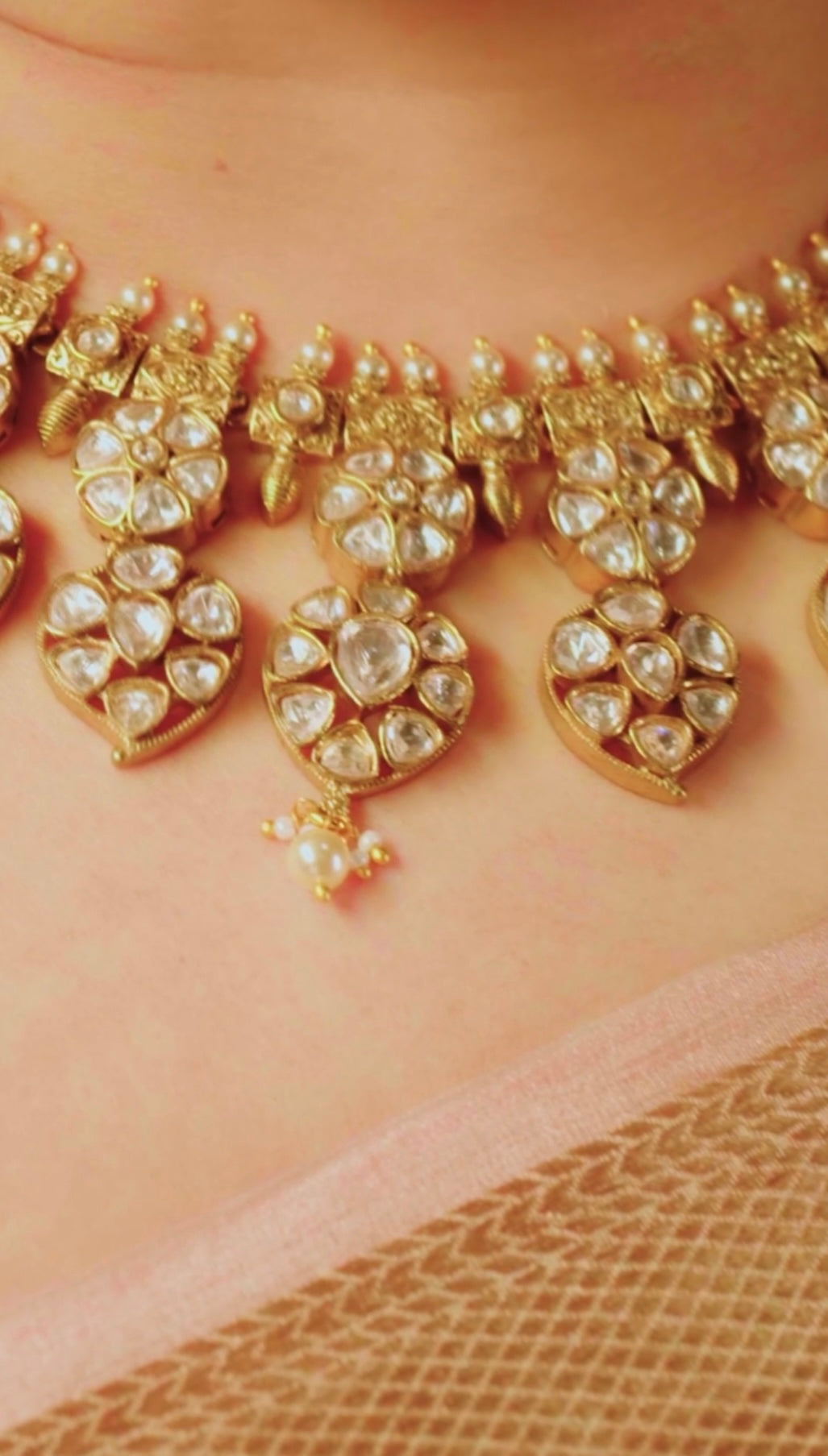 Maha Lavanya – ORIGINAL Moissanite Polki Mango Motif Necklace Set