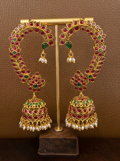 Aaranya Jadau Kundan Jhumka with Ear Cuff