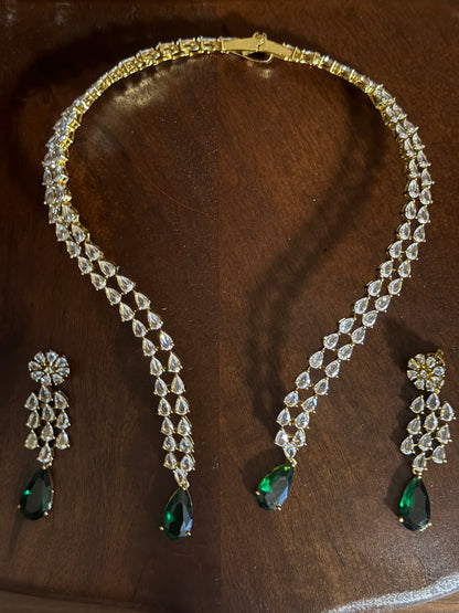 Zelora – Emerald Cascade Necklet with Earring Set