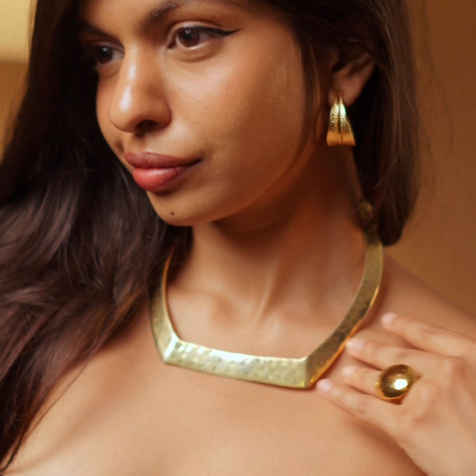 Nebula Square Brass Necklace – Bold. Sculptural. Timeless.