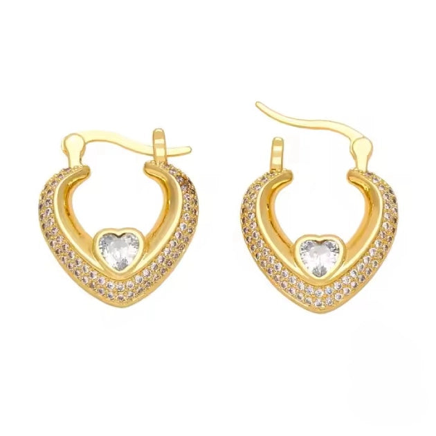Love Studded Zircon Hoops