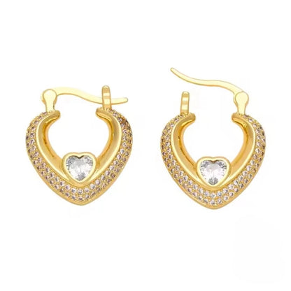 Love Studded Zircon Hoops