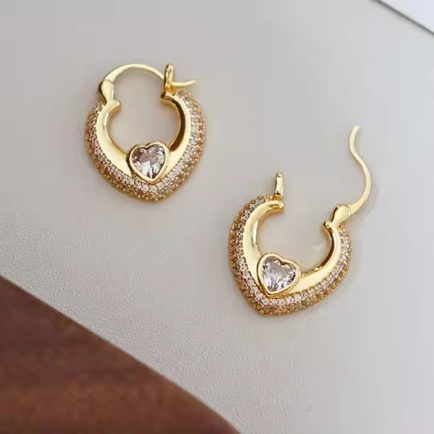 Love Studded Zircon Hoops