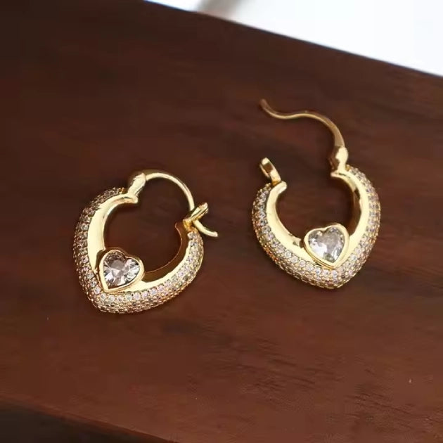 Love Studded Zircon Hoops