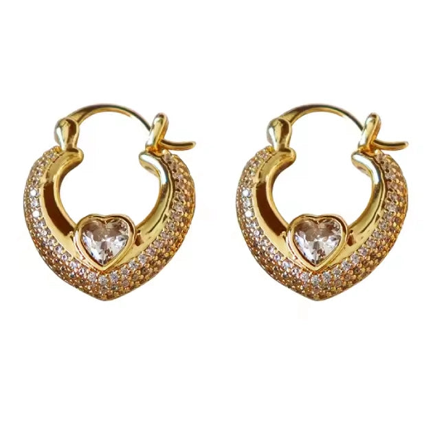 Love Studded Zircon Hoops