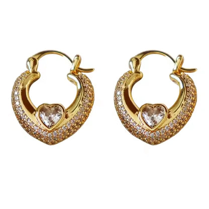 Love Studded Zircon Hoops