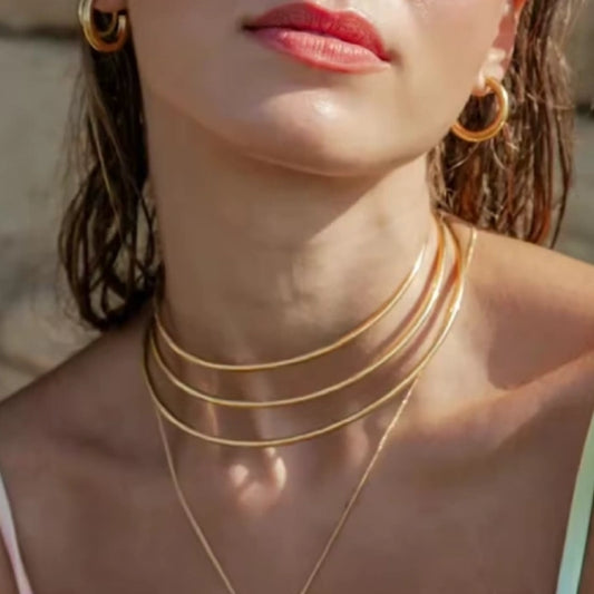 Minimalist Cuff Choker Three Layer Necklace